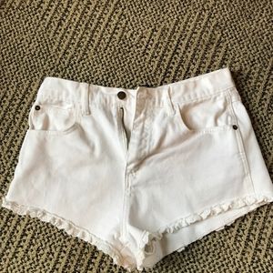 High-waisted jean shorts